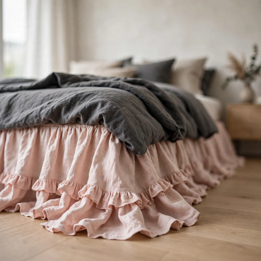 Design 18 Blush Ruffled Bed Skirt