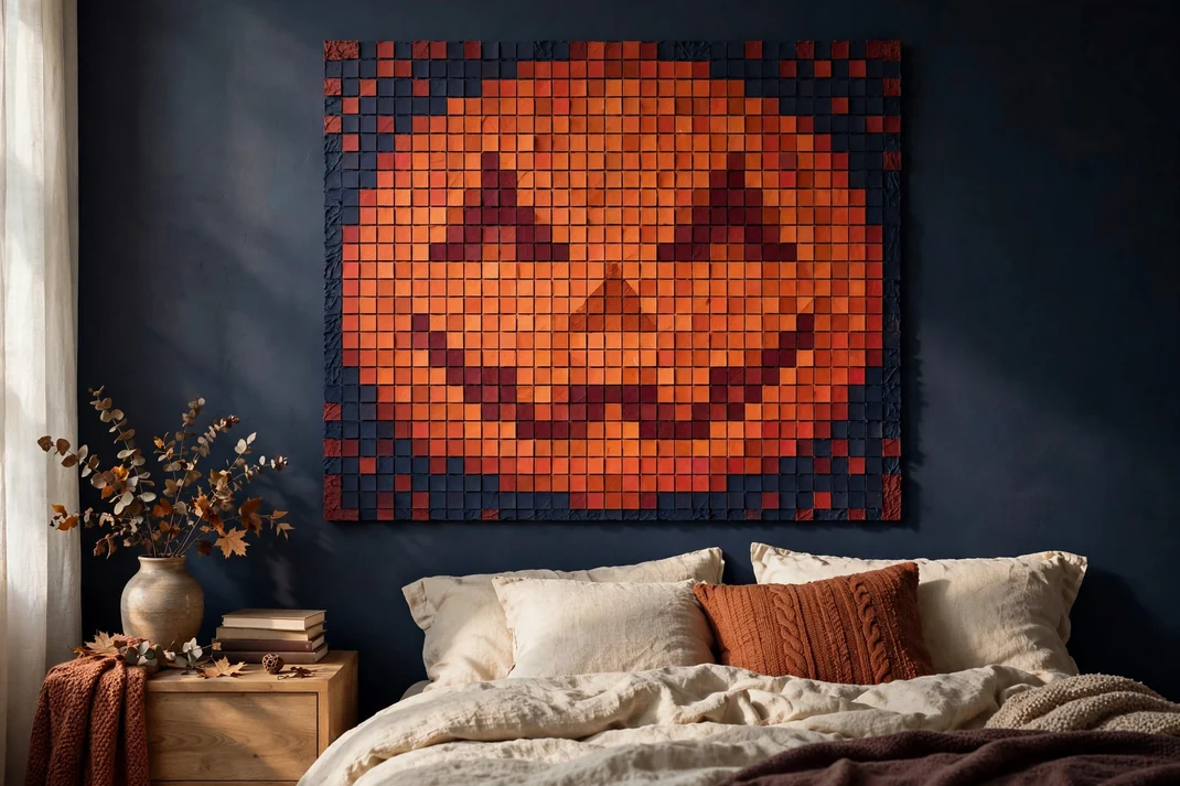 Design 18 Piece A Paper Mosaic Jack O Lantern Grid