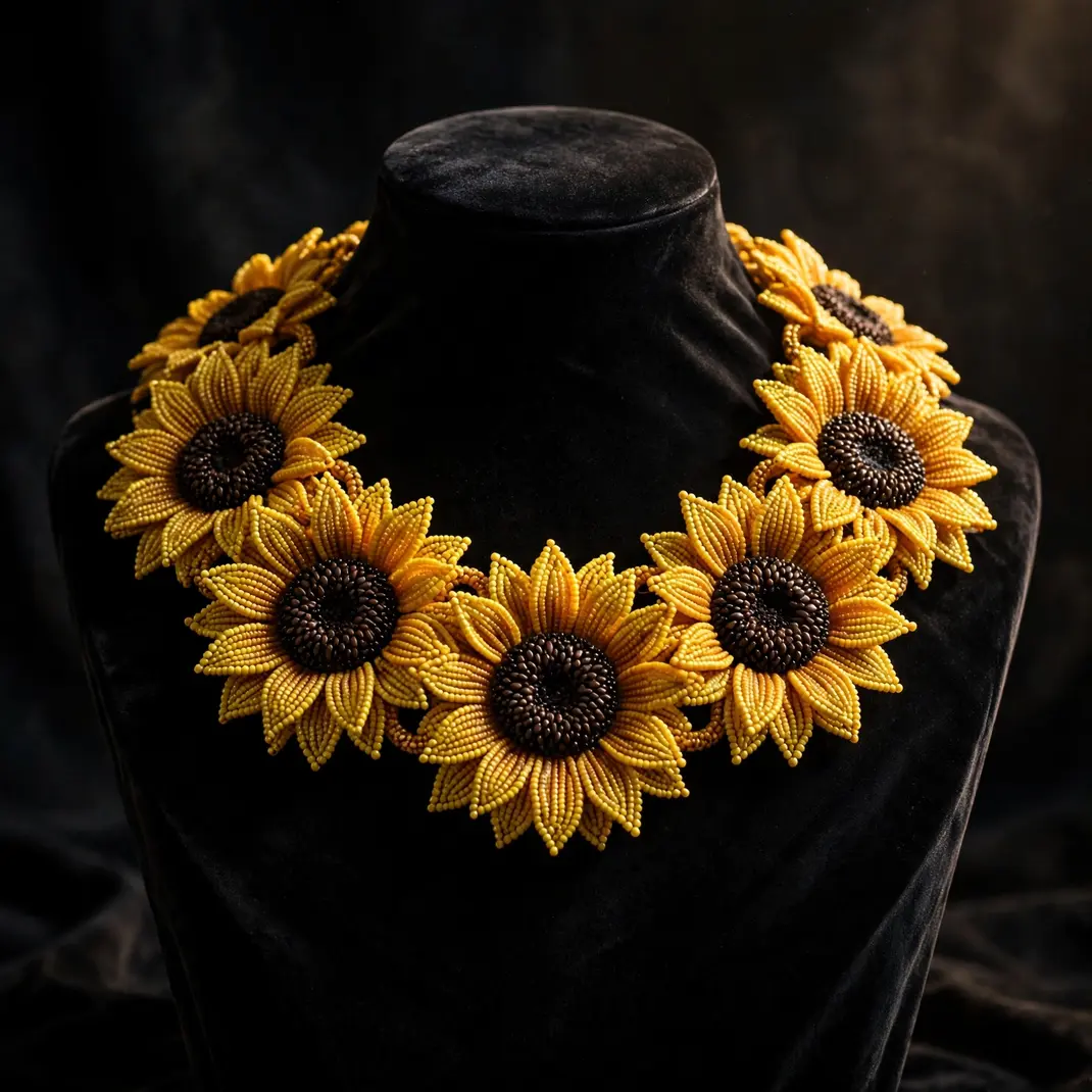 Design 18 Sunflower Statement Collar Necklace