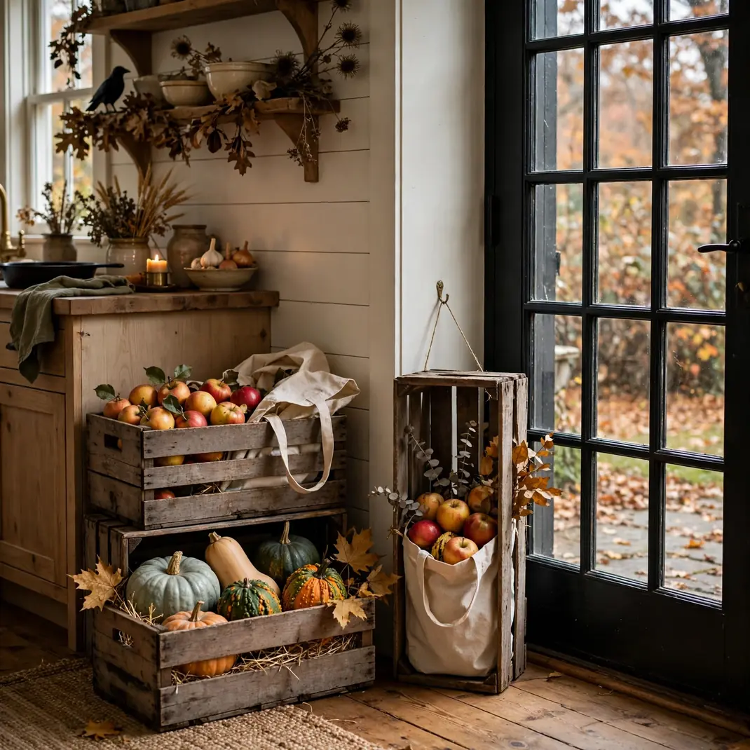 Design 19 Stack Apple Crates Into A Porch To Pantry Station