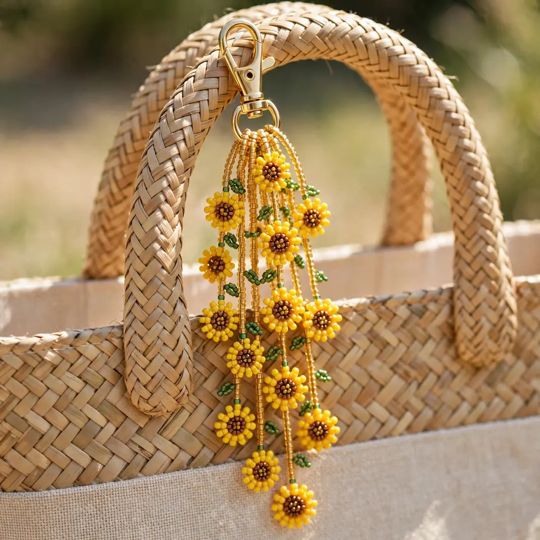 Design 19 Sunflower Beaded Bag Charm