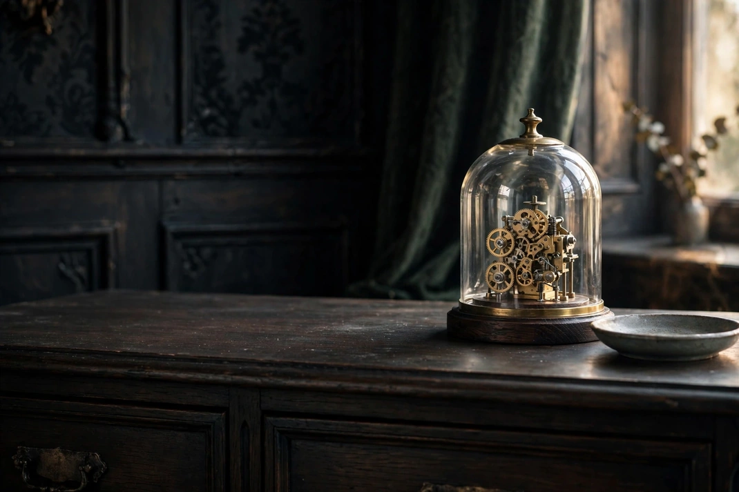 Design 21 Display Antique Clockwork Under A Glass Dome