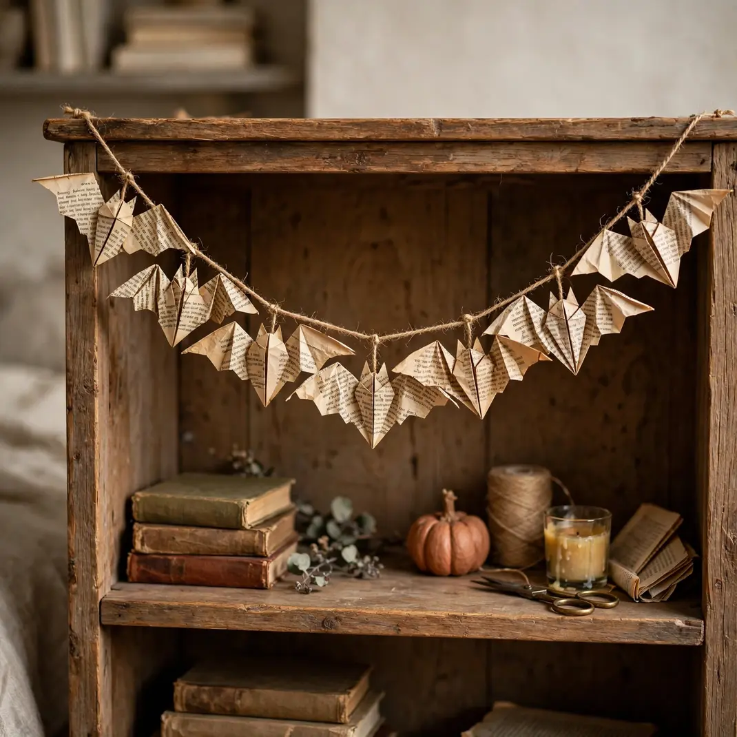Design 21 Fold Book Page Bat Garland