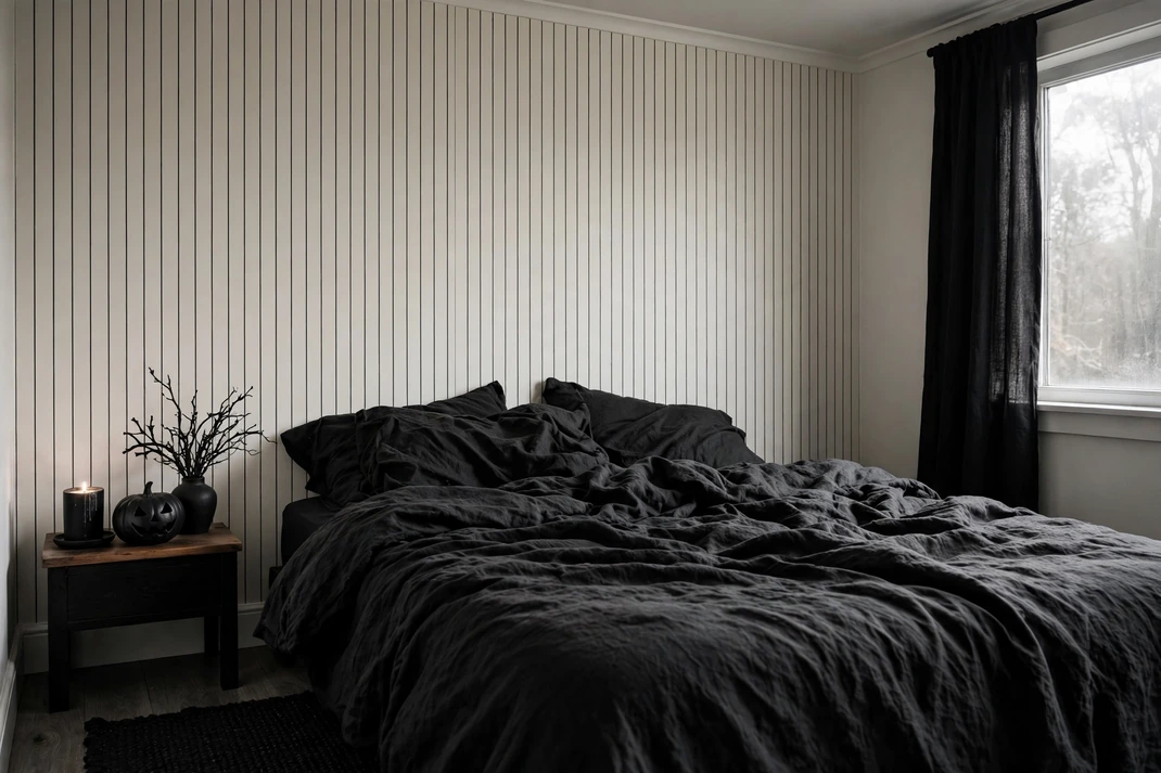 Design 21 Use Pinstripe Wallpaper With Matte Black Linen
