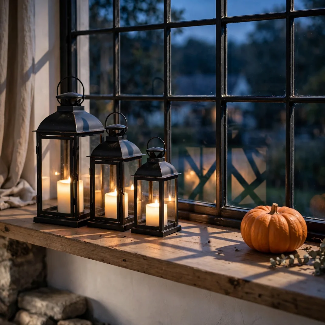 Design 22 Cluster Lanterns With Led Candles At Varying Heights