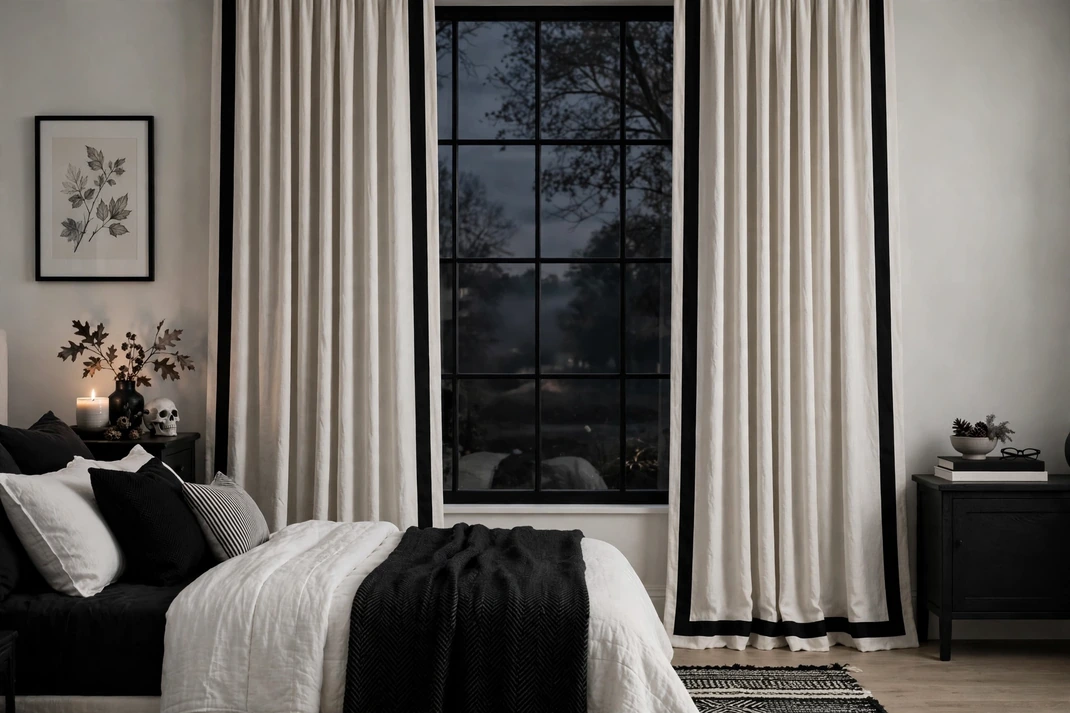 Design 22 Draw A Black Grosgrain Border Around White Drapes