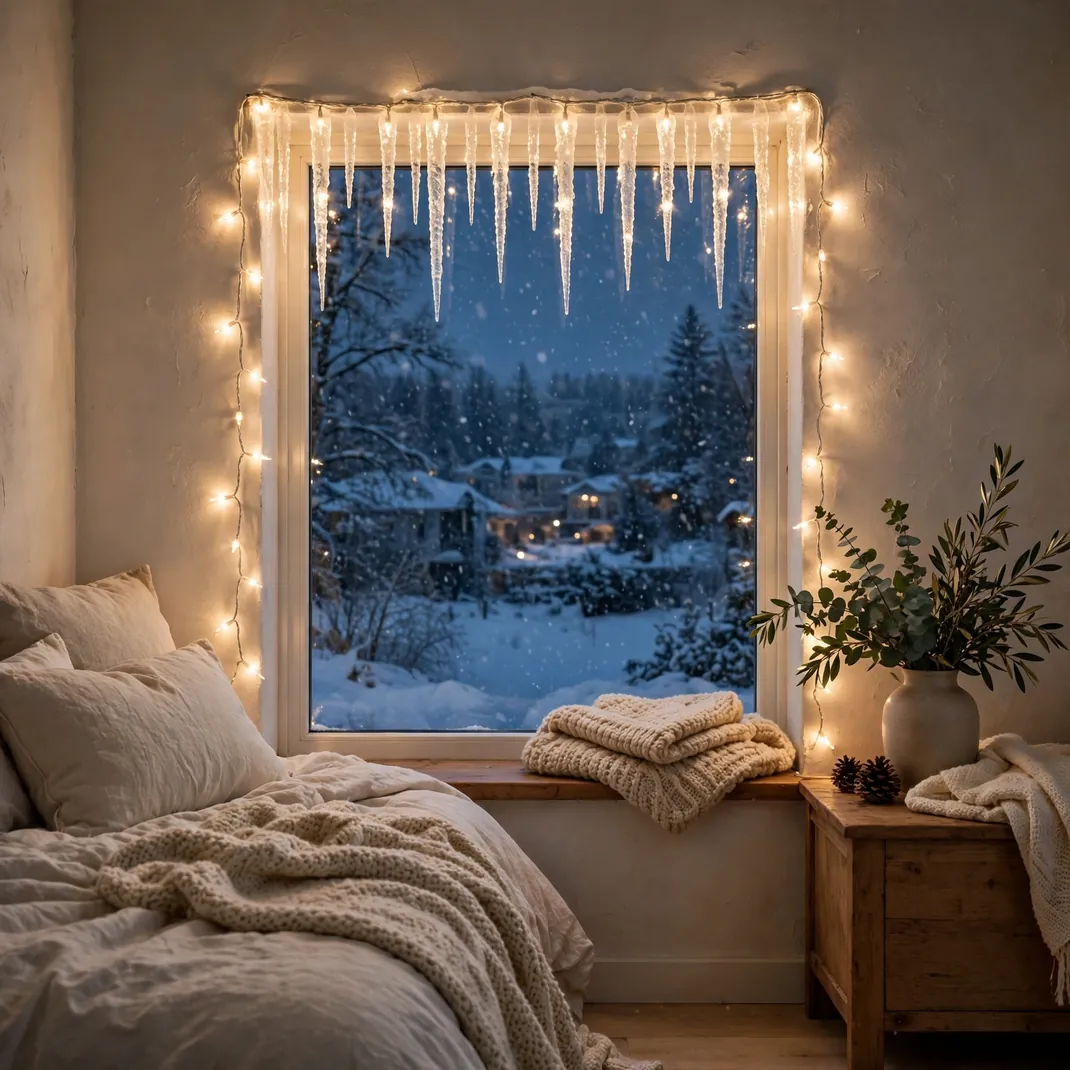 Design 23 Icicle Lights Window