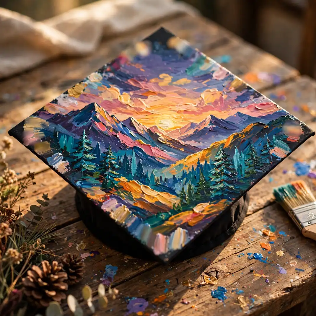 Design 23 Mountain Landscape Painted Cap