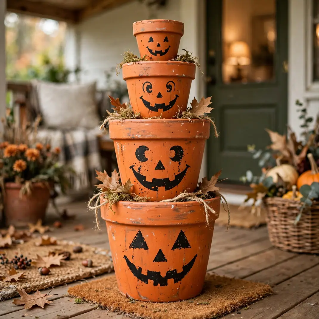 Design 23 Paint Terracotta Pot Jack O Lanterns