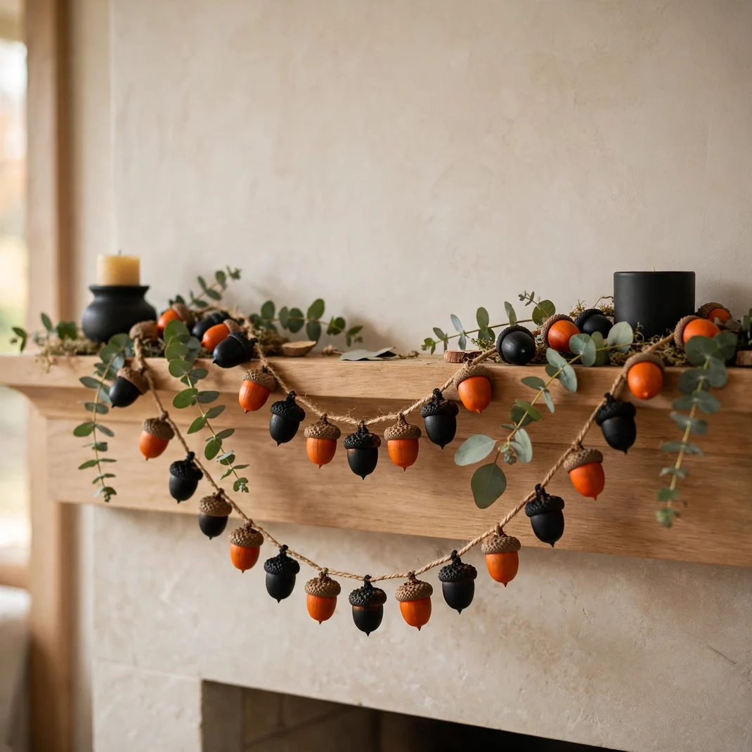 Design 24 Dye Acorns For A Black And Orange Garland