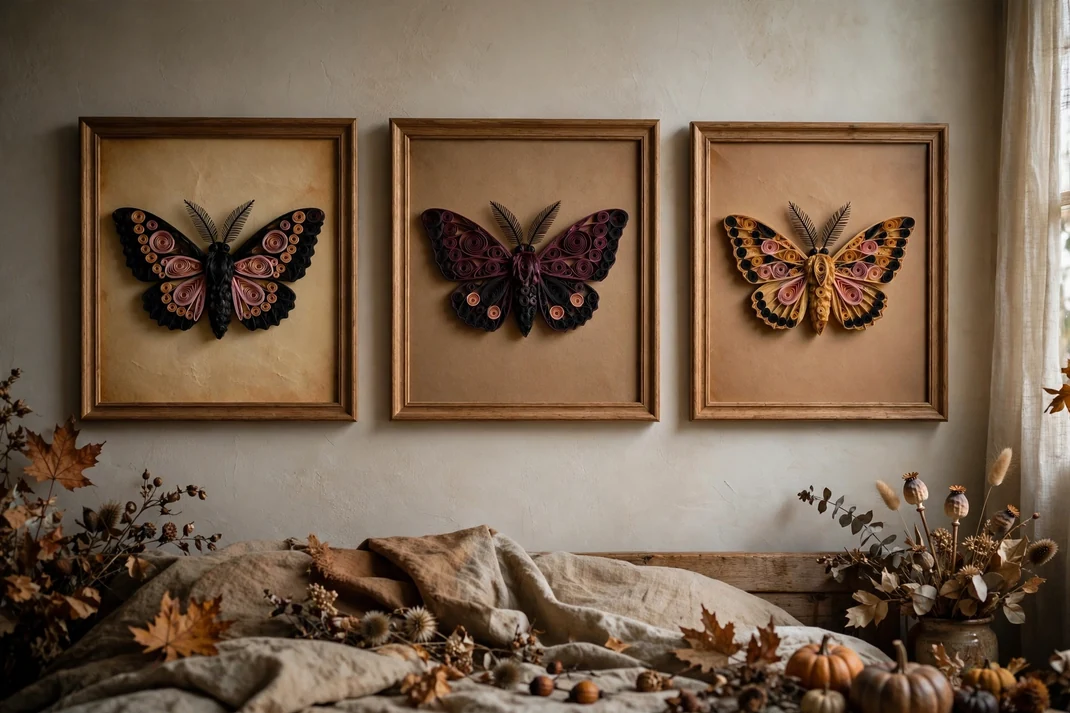 Design 3 Quill A Nocturnal Moth Specimen Triptych