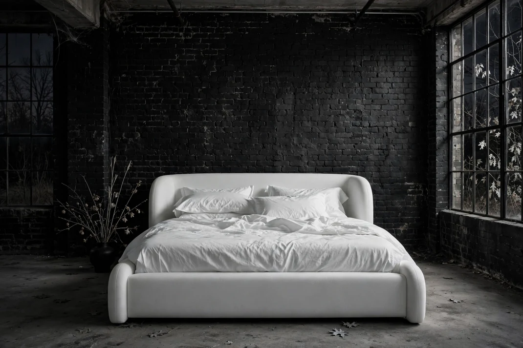Design 4 Set A Chalk White Bed Against Sooty Brick