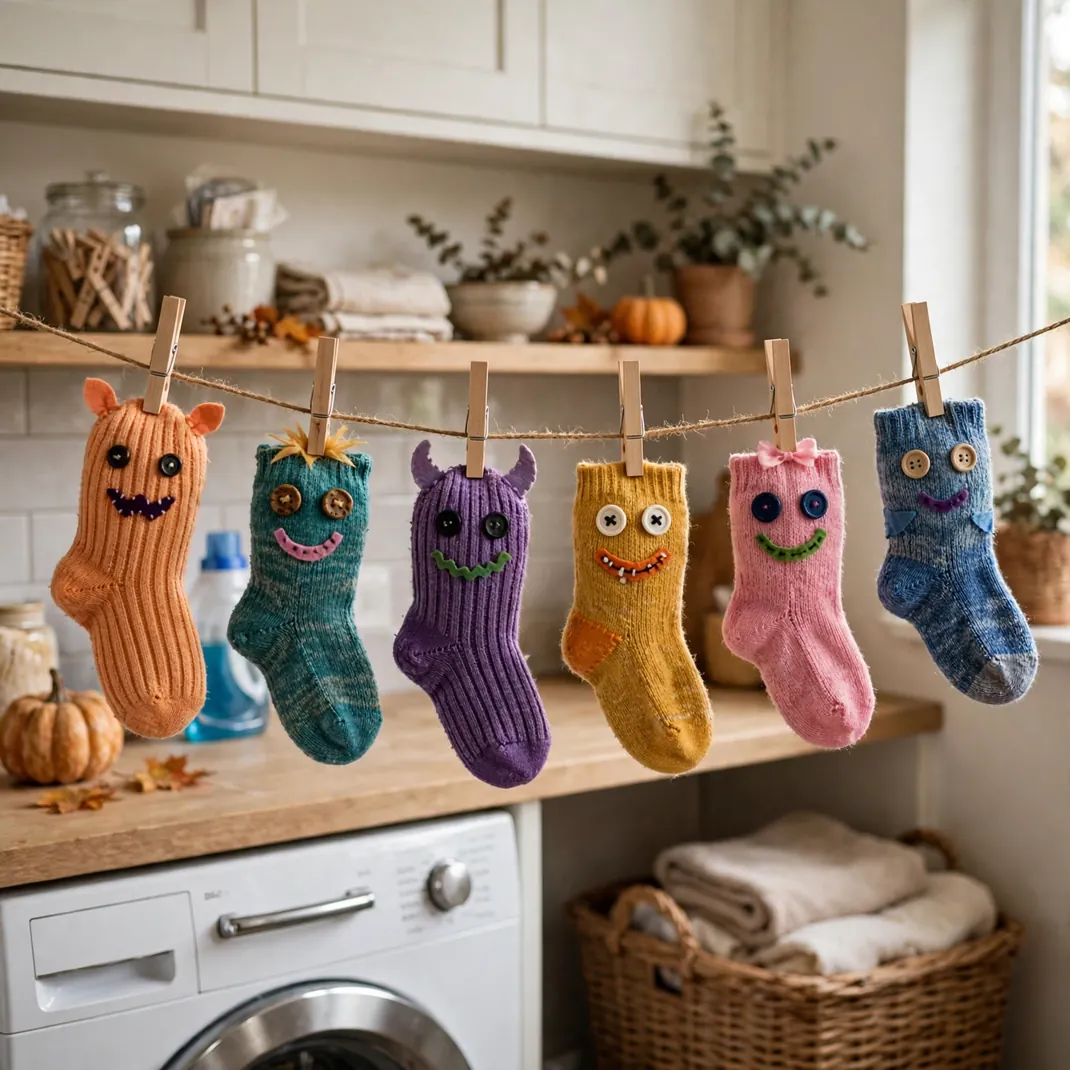 Design 4 Sock Monsters Drying Line