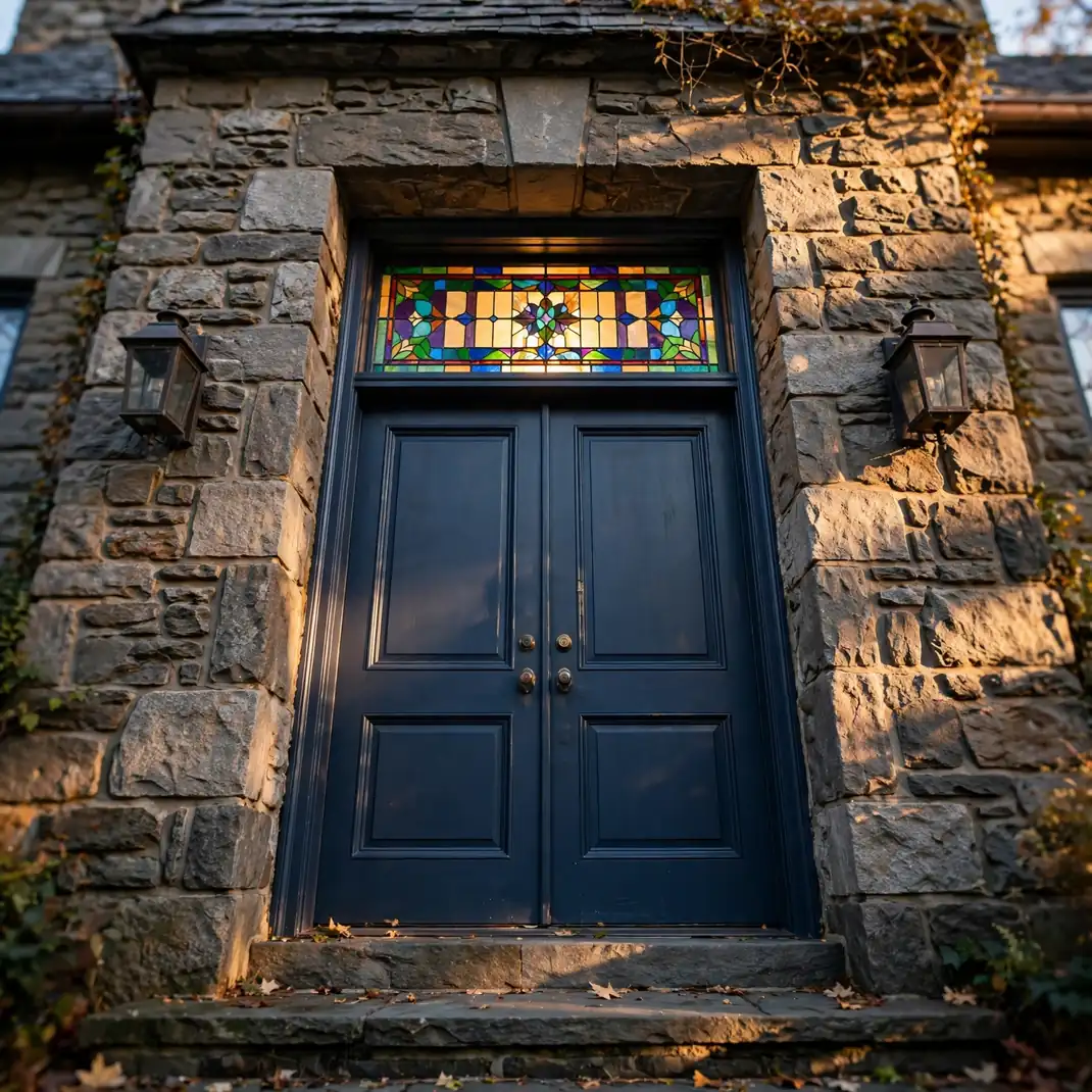 Design 4 Stained Glass Transom Door Pair