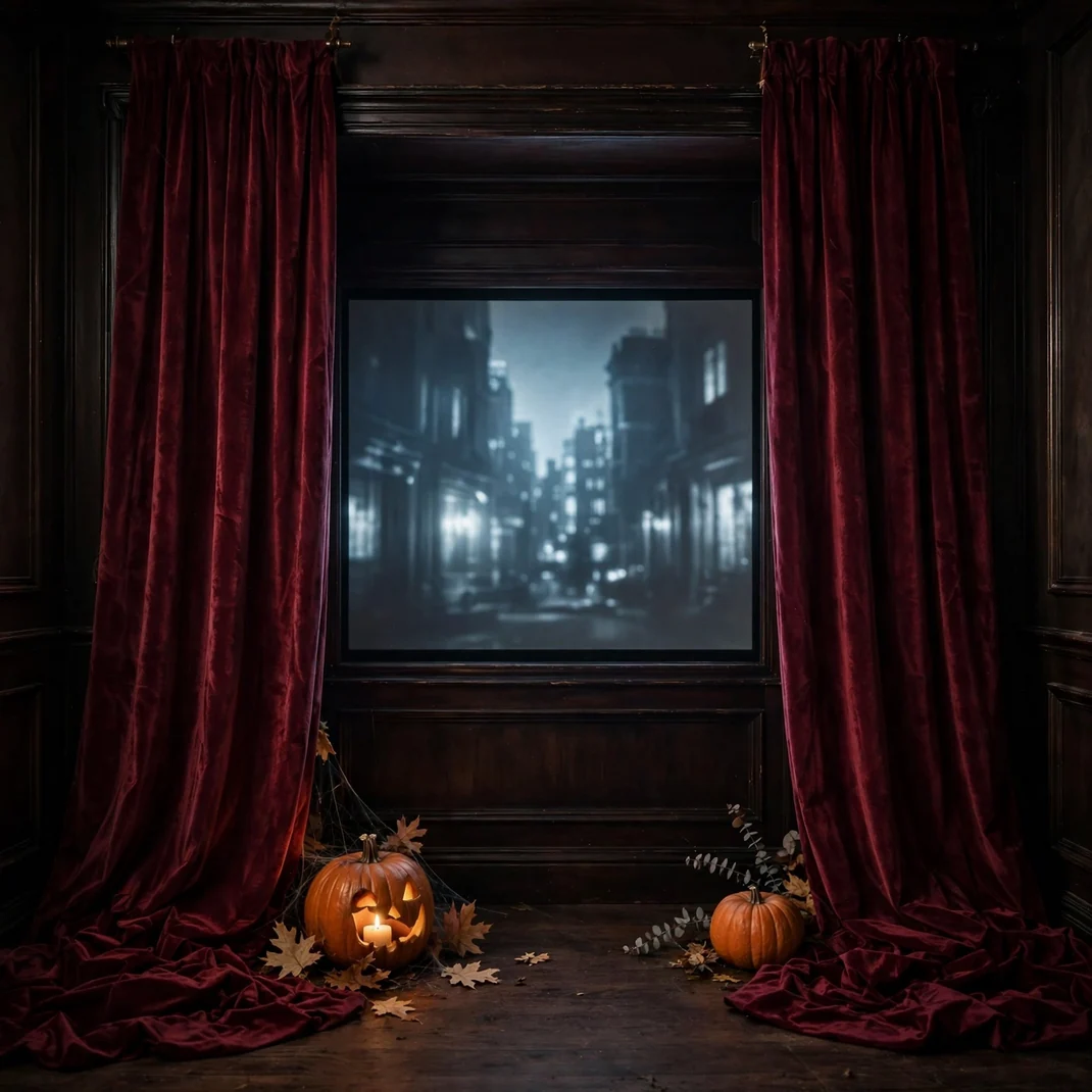Design 4 Velvet Drapes Framing Screen