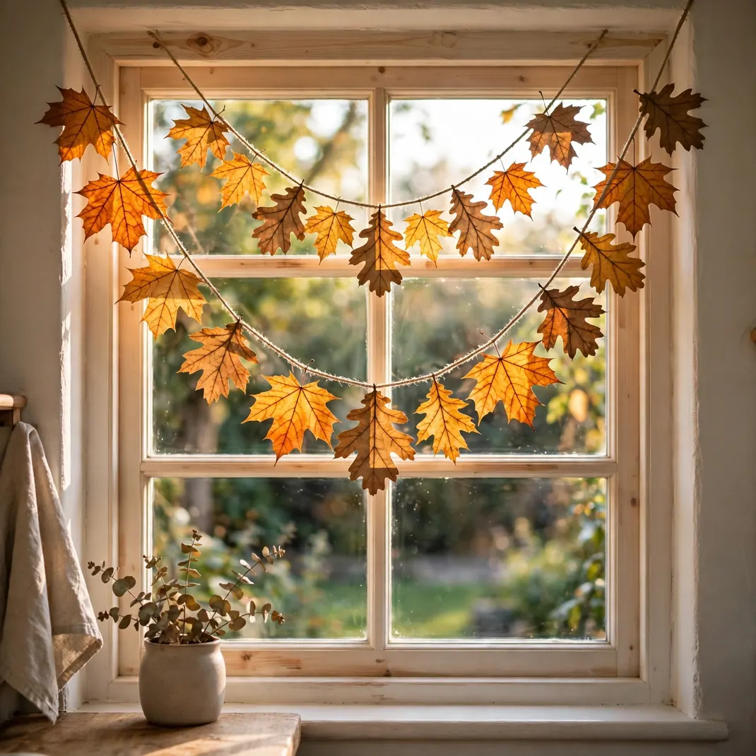 Design 5 String A Pressed Leaf Garland Across The Frame