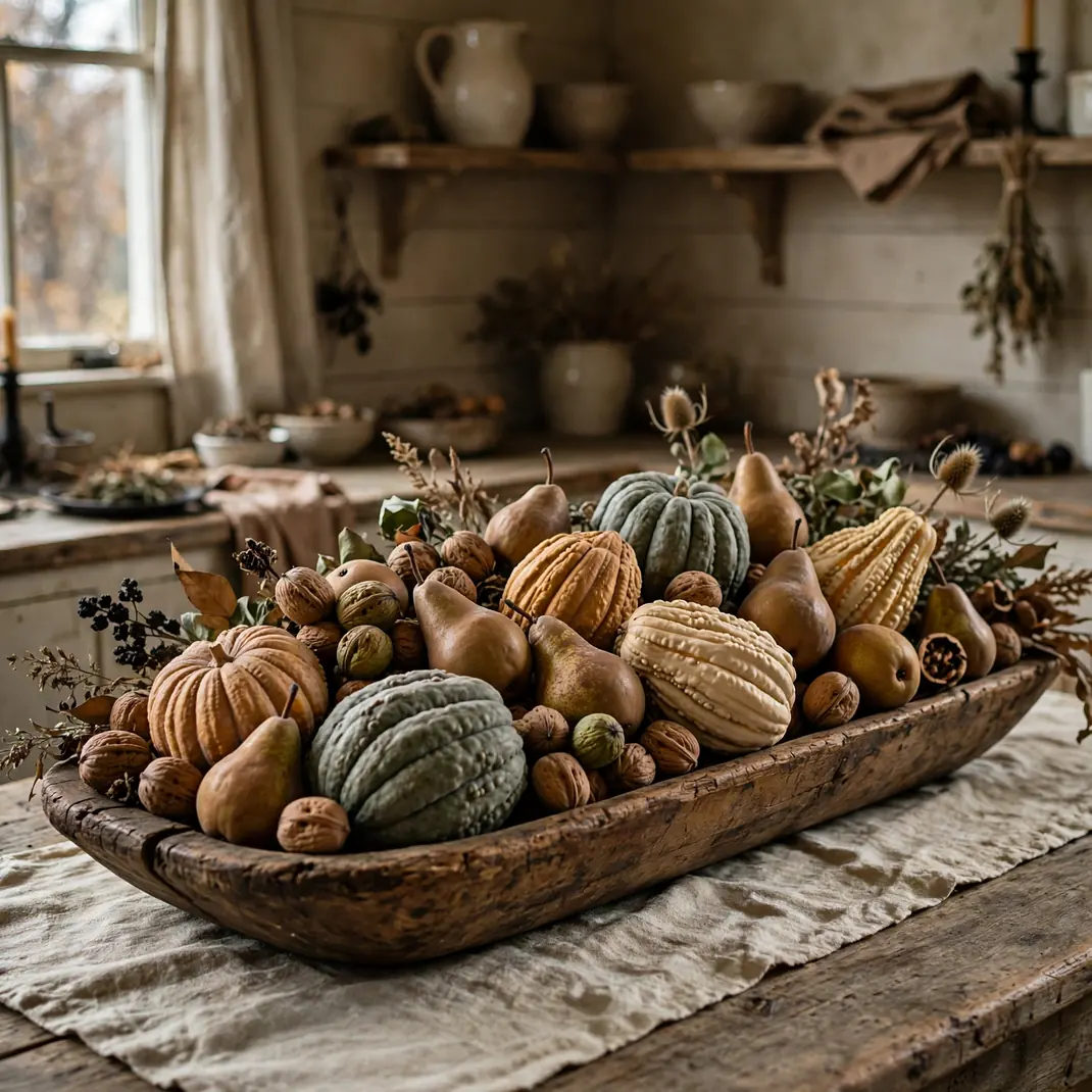 Design 6 Fill A Dough Bowl With Heirloom Gourds And Orchard Pears