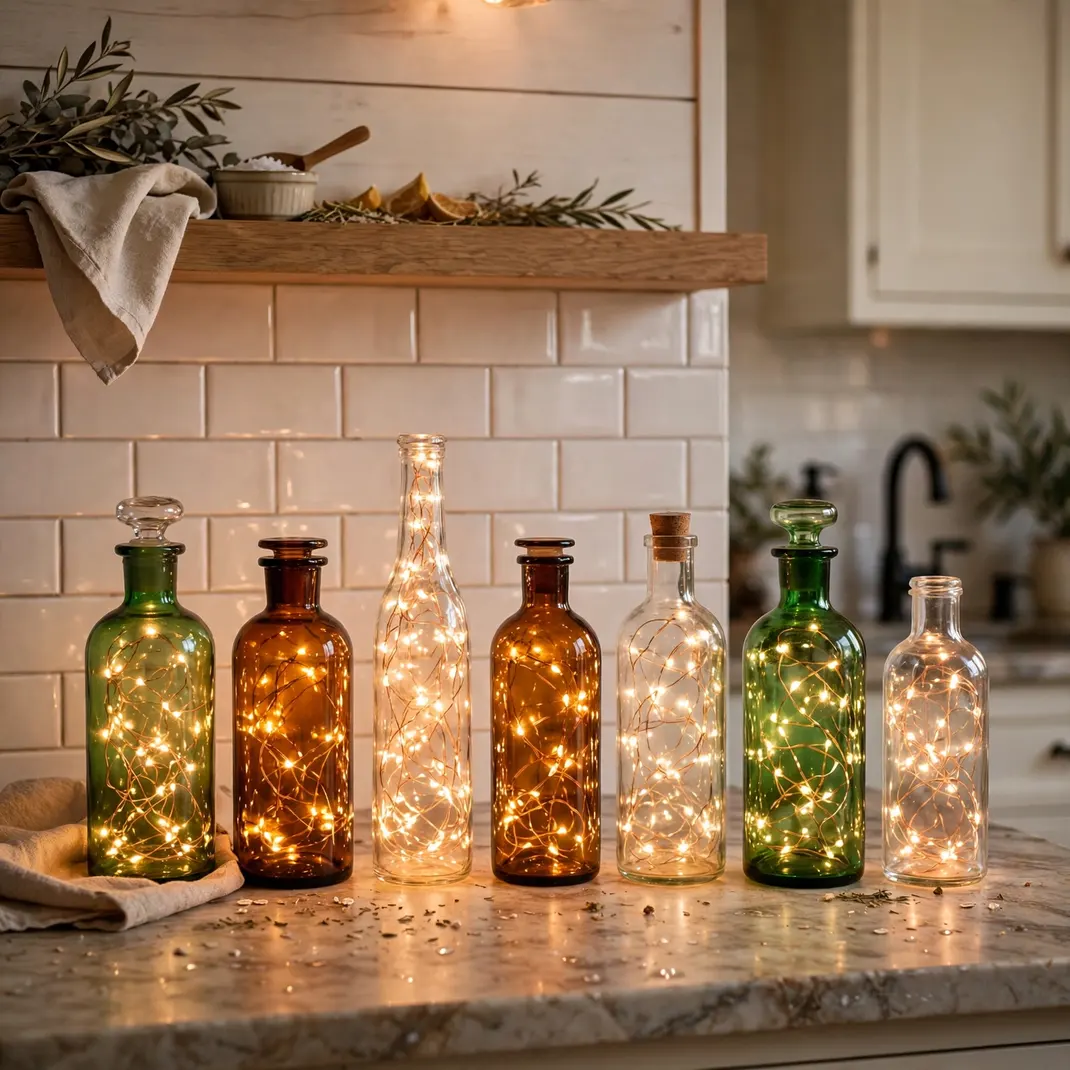 Design 6 Fill Glass Bottles With A Fairy Light Strand