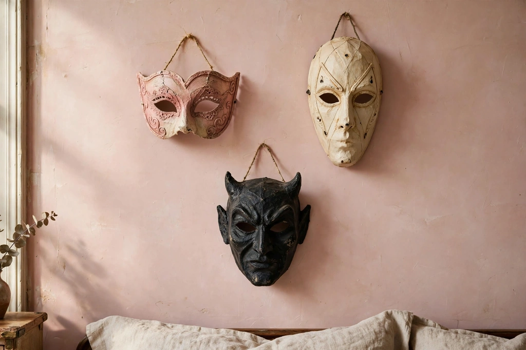 Design 7 Arrange A Vintage Mask Wall In Faded Rose