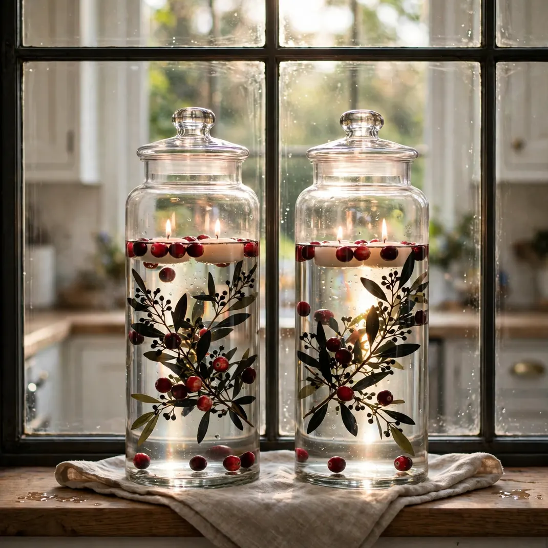 Design 7 Backlight Apothecary Jars With Floating Candles