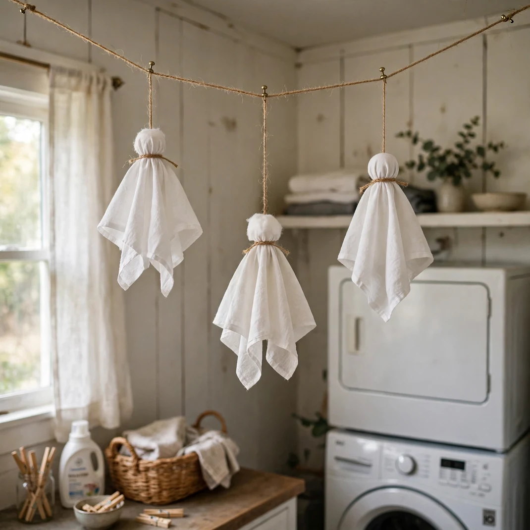 Design 7 Sheet Ghosts Ceiling Laundry Line