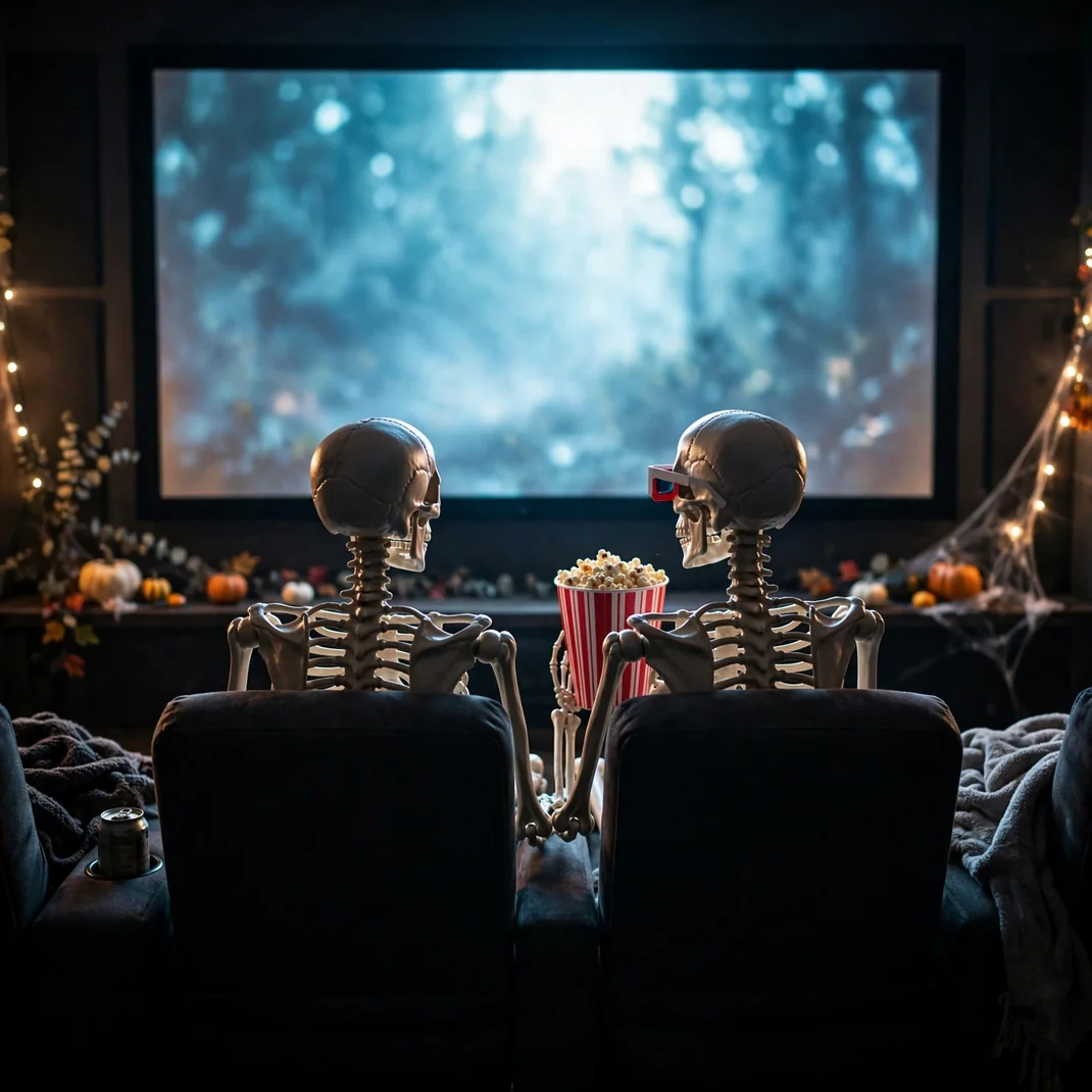 Design 7 Skeleton Moviegoers Back Row