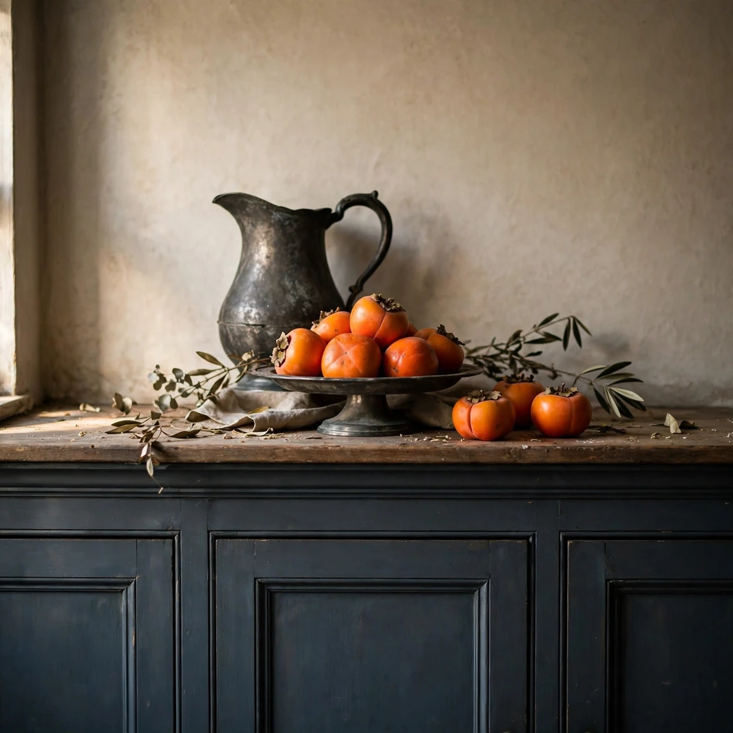 Design 7 Stage A Pewter And Persimmon Still Life