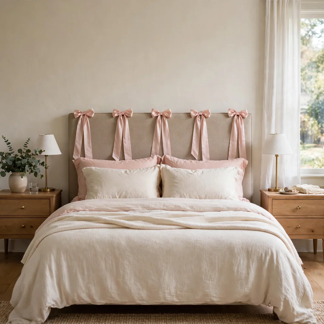 Design 8 Blush Satin Bows Headboard