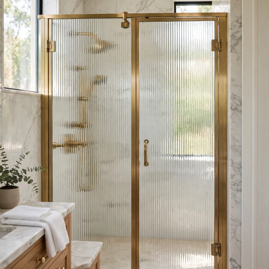 Design 8 Fluted Glass Shower Screen