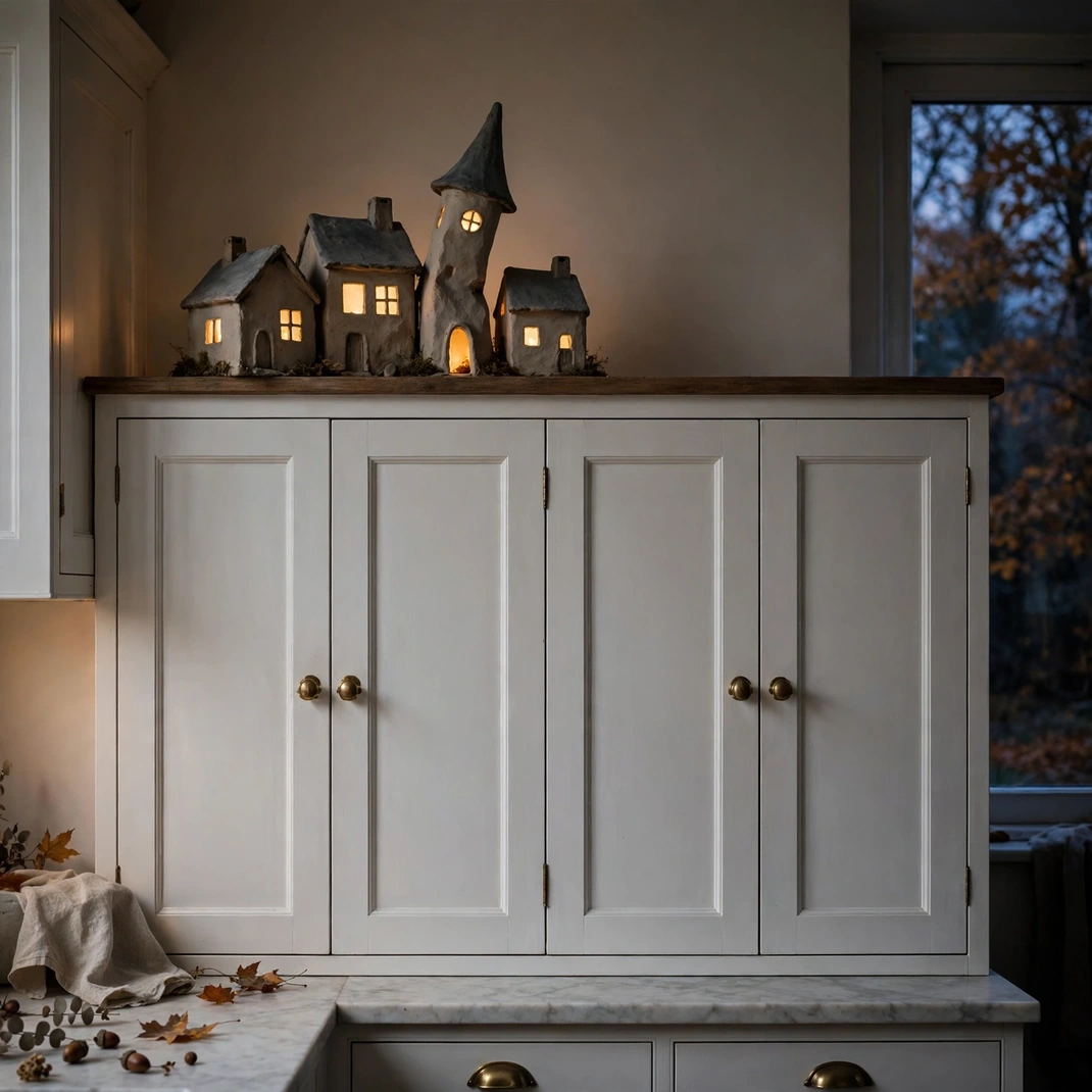 Design 8 Perch A Tiny Lit Village Above White Cabinets