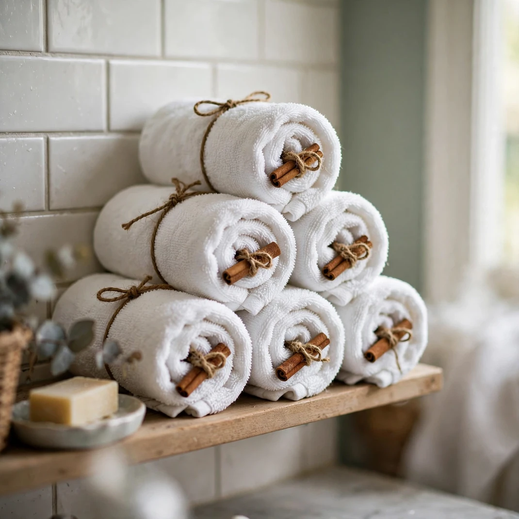 Design 8 Roll Towels With Cinnamon Stick Ties