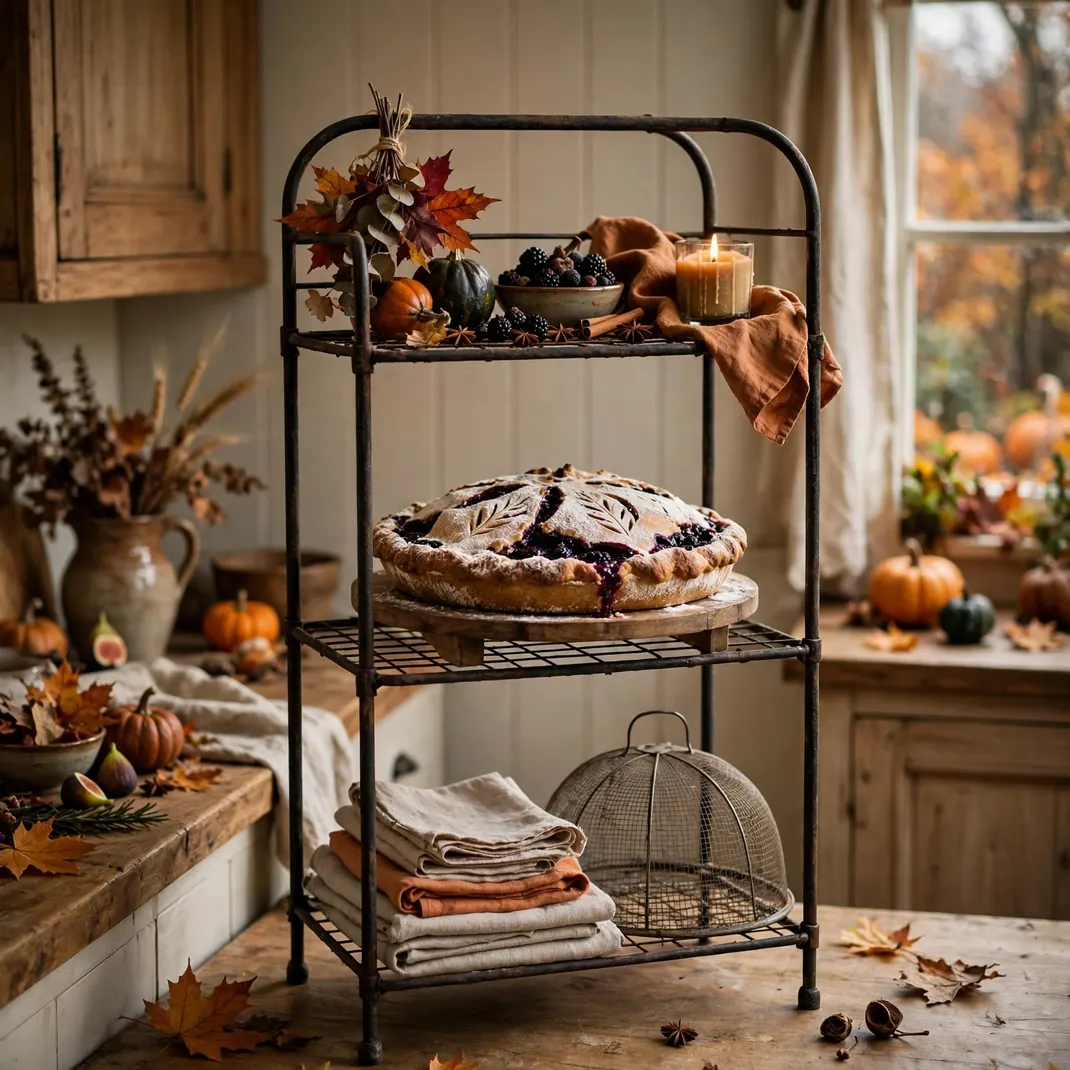 Design 8 Stage A Pie Cooling Corner On A Vintage Bakers Rack