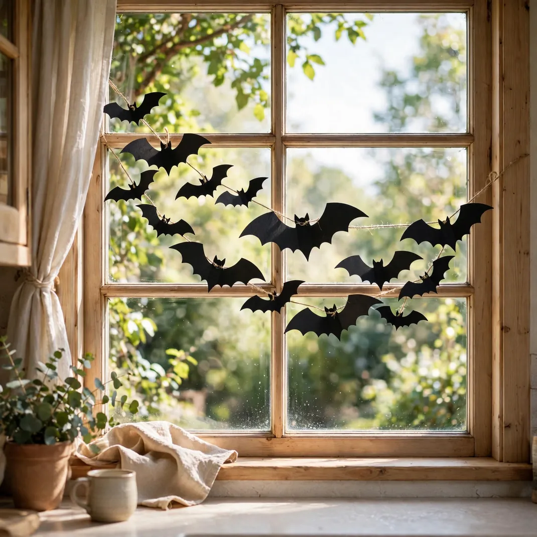 Design 8 Sweep A Cut Paper Bat Garland Across The Pane