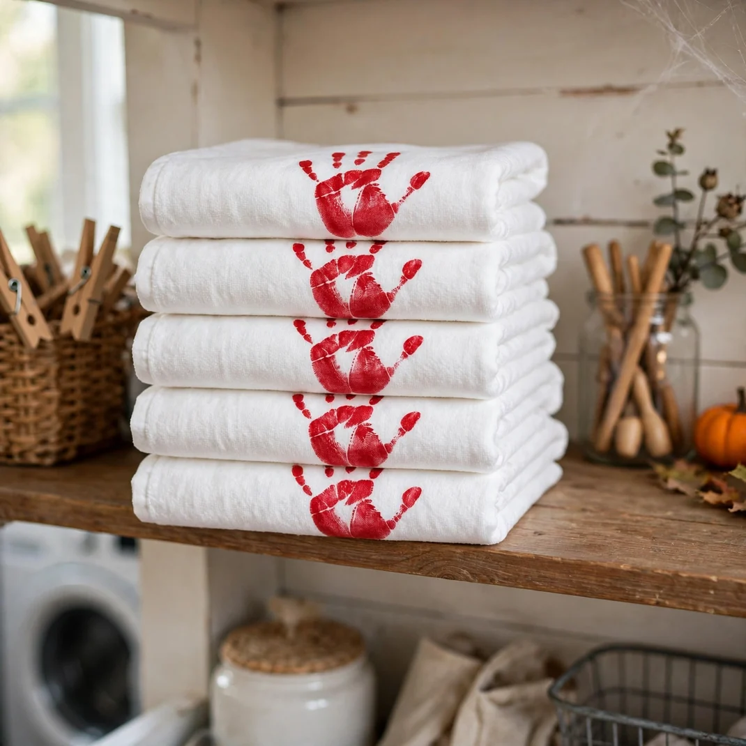 Design 9 Bloody Handprint Guest Towels