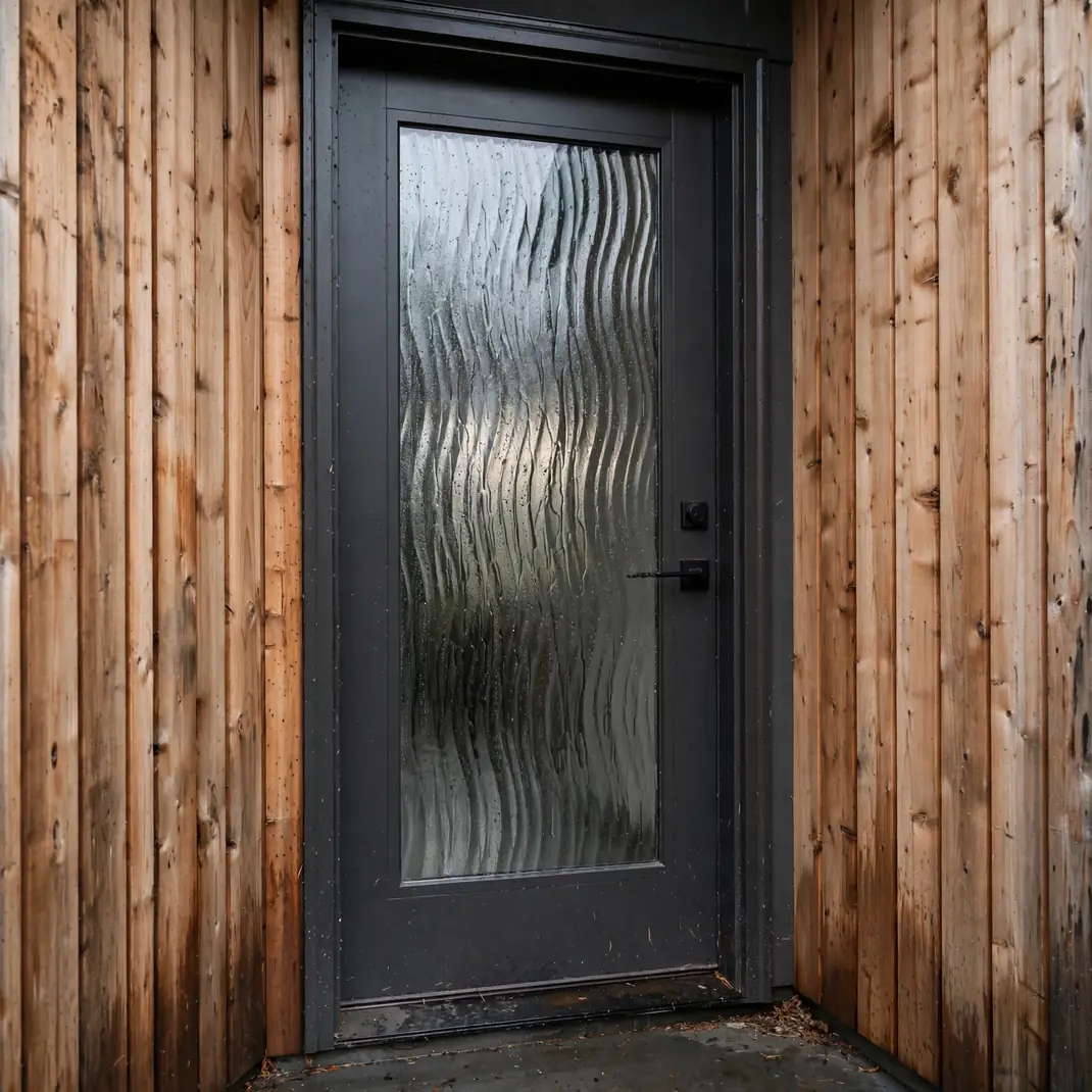 Design 9 Rain Textured Glass Privacy Door