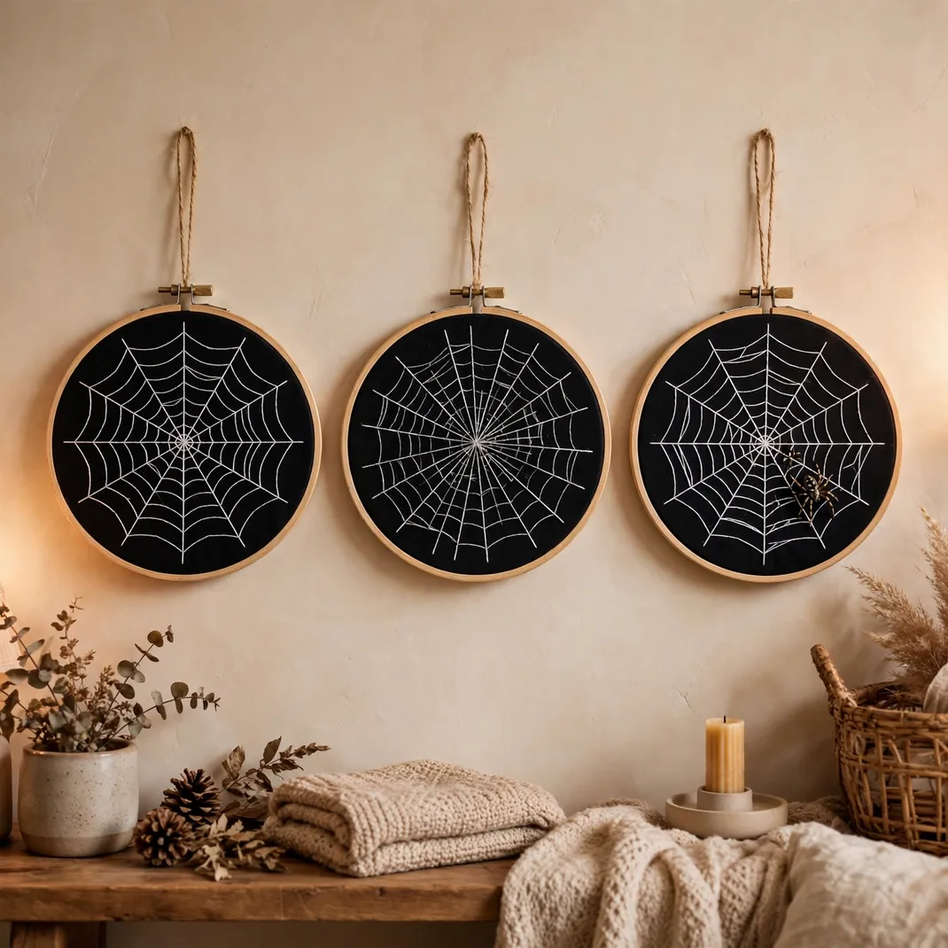 Design 9 Weave Embroidery Hoop Spiderwebs
